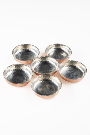 Dmt Copper Gaziantep Snackschalen-Set aus gehämmertem Kupfer, Frühstück, Nüsse, Marmelade, 6er-Set (10 cm x 3 cm), DMT-19165 - 4