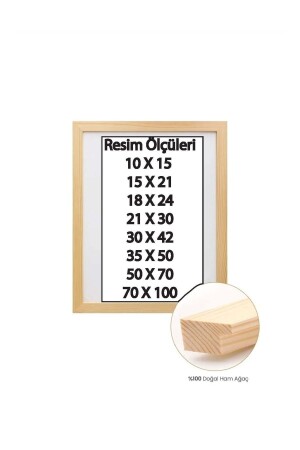 Doğal Ahşap Çerçeve Naturel 8 Ölçü Seçeneği - Caddehediye