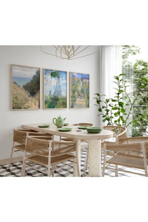 Doğal Ahşap Çerçeveli 3'lü Tablo Seti - Woodhomeworks