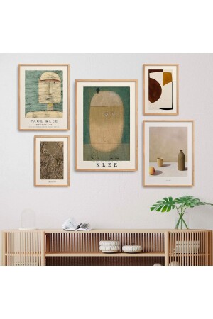 Doğal Ahşap Çerçeveli 5'li Tablo Seti Beşli-020 - Homepack