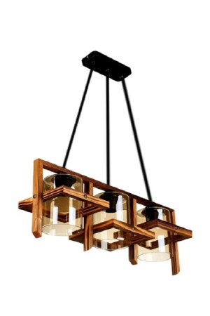 Doğal Ahşap Comfo 3lü Avize - Zuhal Aydınlatma