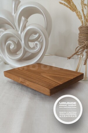 Doğal Ahşap Sunum Standı Tahtası - Ayaklı Stand - 20x14 Cm - 6