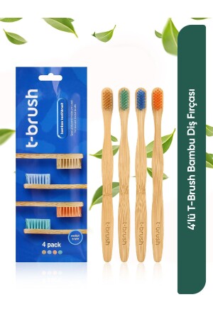Doğal Bambu Vegan Diş Fırçası - 4 adet- Orta Sert (Medium) - Plastiksiz - 1