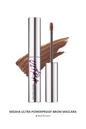 Doğal Görünüm Sağlayan İnce ve Üçgen Fırçalı Kaş Maskarası Ultra Powerproof Brow Mascara (Red Brown) - 2