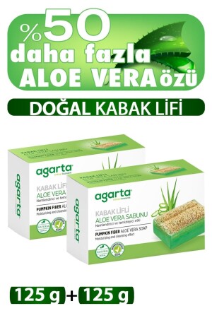 Doğal Kabak Lifli El Yapımı Aloe Vera Sabunu 2 Adet 125g Kabak-Lifli-Aloe-vera-sabun - 1