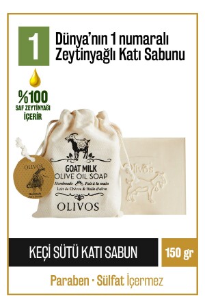 Doğal Keçi Sütü Ve Zeytinyağlı Katı Sabun Keçi Sütlü El Sabunu Yoğun Nemlendirici Kese Hediye 150 Gr 15301173 - 1