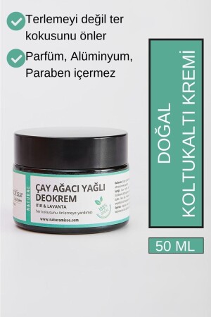 Doğal Koltuk Altı Kremi 50 ml (ÇAY AĞACI YAĞLI) Deokrem Ter Kokusuna Doğal Çözüm Krem Deodorant - 2