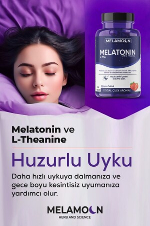 Doğal Melatonin Ve Teanin Içeren 120 Tablet Takviye Edici Gıda 3 Mg- Daha Kaliteli Ve Stressiz Uyku - 5