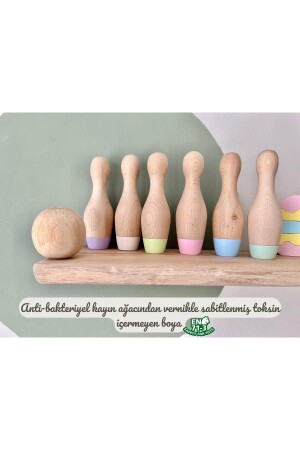 Doğal Organik Ahşap Waldorf Bowling Oyuncak Seti Çocuklar Için Hediyelik Bebek Odası Dekor 7li DRABS30122 - 5