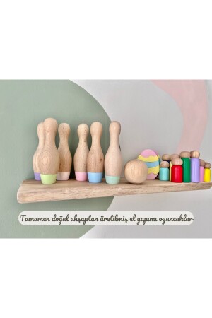 Doğal Organik Ahşap Waldorf Bowling Oyuncak Seti Çocuklar Için Hediyelik Bebek Odası Dekor 7li DRABS30122 - 6