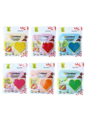 Doğal Oyun Hamuru - 6lı 6x125 Gr Vakumlu Kartuş Paket - (ecopack-refill) - Childgen