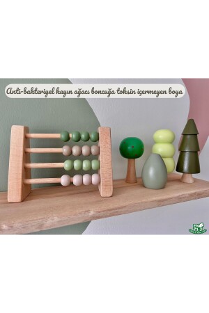 Doğal Sağlıklı Ahşap Oyuncak Montessori Abaküs Analitik Zeka Matematik Çocuk Bebek Odası Dekor - 6