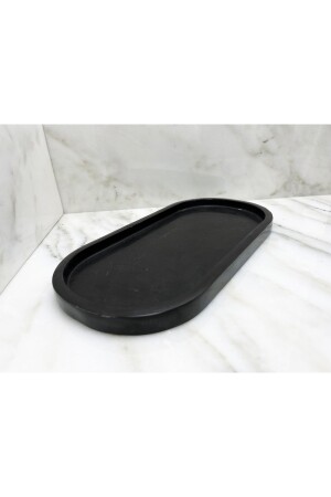 Doğal Siyah Mermer Oval Tepsi, Banyo Düzenleyici, Sunum Tabağı Siyah Mermer BLACK34 - 8