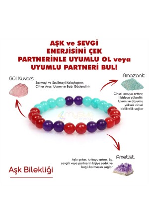 Doğal Taş Çiftler Arası Uyum Ve Aşk Bilekliği |ametist-gül Kuvars-amazonit Doğaltaş |bayram Hediyesi MysticEnergyBileklik-t - 3