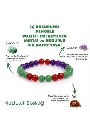 Doğal Taş Mutluluk Tılsım Bilekliği |ametist,aventurin,akik |hediyelik Doğaltaş |bayram Hediyesi MysticEnergyBileklik-t - 2