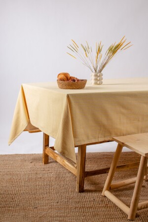 Doku Keten Piti Kareli Sarı Masa Örtüsü- Pötikare Piknik Örtüsü - Wellstil