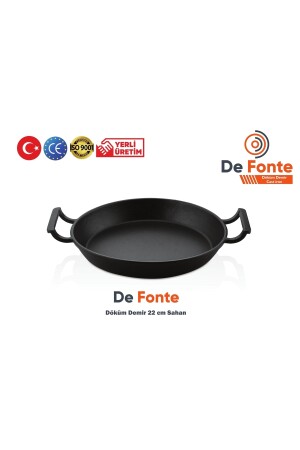 Döküm Demir Yuvarlak Çap 22 Cm Sahan (döküm Çift Ergonomik Kulplu - Siyah Renk) DFS2200 - 2