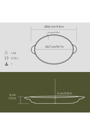 Döküm Oval Fajita Tabağı Döküm Demir Yekpare Çift Kulplu Ölçü 18x24cm. LV ECO FT 1824 T10 - 5