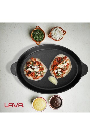 Döküm Oval Fajita Tabağı Döküm Demir Yekpare Çift Kulplu Ölçü 18x24cm. LV ECO FT 1824 T10 - 7