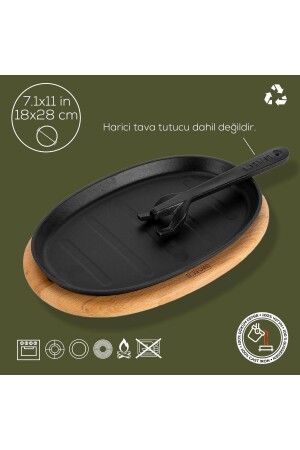 Döküm Oval Fajita Tabağı Kayın Servis Ahşabı Ölçü 18x28cm. (HARİCİ TAVA TUTUCU DAHİL DEĞİLDİR.) TYC00544288396 - 4