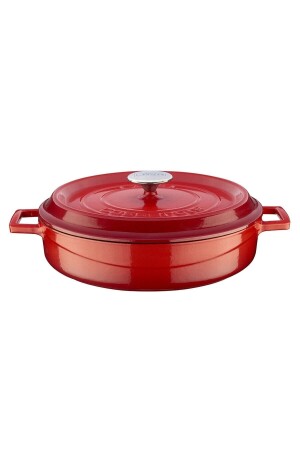 MNZ-Cast Iron Flat Pot عصرية الغطاء - قطر 28 سم - حمراء هوريبيكا LV Y ST 28 K2 R - Lava