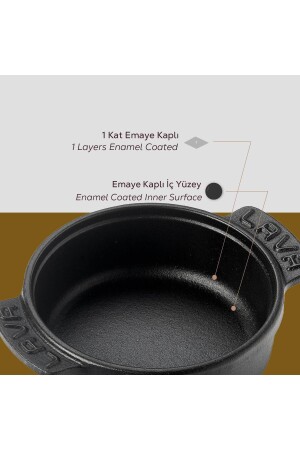 Döküm Yuvarlak Güveç Kabı Döküm Demir Yekpare Çift Kulplu Çap(Ø)14cm. 111LVECOGV14 - 7