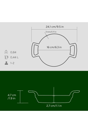 Döküm Yuvarlak Sahan Döküm Demir Yekpare Çift Kulplu Çap(Ø)16cm. TYC00750736278 - 7