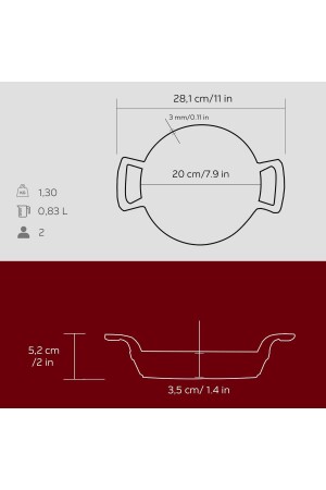 Döküm Yuvarlak Sahan Döküm Demir Yekpare Çift Kulplu Çap(Ø)20cm. - 7