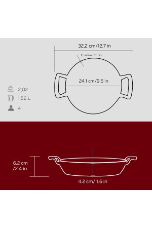 Döküm Yuvarlak Sahan Döküm Demir Yekpare Çift Kulplu Çap(Ø)24cm. PRA-7492988-6859 - 7