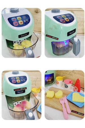Dokunmatik Oyuncak Fritöz Seti Gıdalar Renk Deriştirir - Oyuncak Airfryer Yiyecek Seti - 2