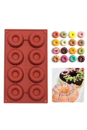 Donut Silikon Kek Kalıbı 8'li Pembe Renk BT-091 - 1