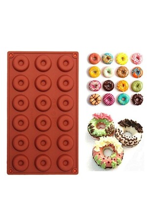 Donut-Silikon-Kuchenform, 18 Stück, Mini-Größe (FARBEN KÖNNEN JE NACH ZUSTAND ABWEICHEN) BT-3332 - 1