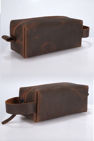 Dopp Kit Herrenhandtasche aus echtem Leder - 8