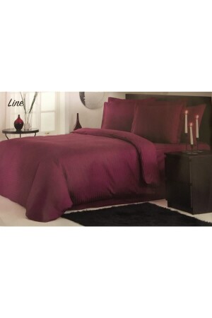 Doppel-Bettbezug-Set aus Baumwollsatin, Claret Red Line, 8697353453809 - 1