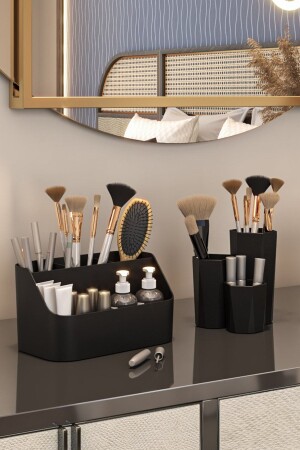 Doppel-Organizer-Set, Make-up-Kosmetik-Organizer und Badezimmer-Organizer, Doppel-Organizer-Set, Schwarz - 1