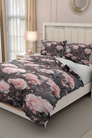 Doppelbett-Bettbezug-Set aus 100 % Baumwollsatin mit Spannbettlaken, 3D-Rosen-Bettbezug für den Herbst MONOHOME31732 - 6