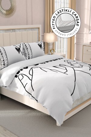 Doppelbett-Bettbezug-Set aus 100 % Baumwollsatin mit Spannbettlaken, Darling MONOHOME32630 - 1