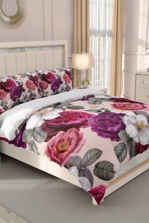 Doppelbett-Bettbezug-Set aus 100 % Baumwollsatin mit Spannbettlaken, Rosen-Bettbezug MONOHOME31732 - 5