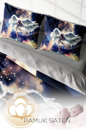 Doppelbett-Bettbezug-Set, eng gewebter Baumwollsatin, 3D-Sonderdesign Angela (ohne Laken) PERLASERA30438 - 5