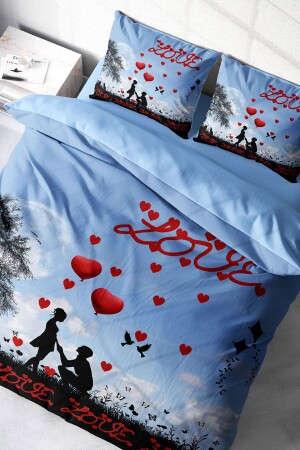 Doppelbett-Bettbezug-Set, eng gewebter Baumwollsatin, 3D-Sonderdesign „Love Balloon“ (ohne Laken) PERLASERA29562 - 1