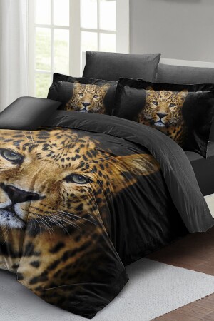 Doppelbett-Bettbezug-Set, eng gewebter Baumwollsatin, 3D-Spezialdesign, Leopard (ohne Laken), PERLASERA25670 - 2