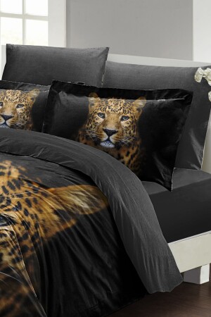 Doppelbett-Bettbezug-Set, eng gewebter Baumwollsatin, 3D-Spezialdesign, Leopard (ohne Laken), PERLASERA25670 - 4