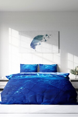 Doppelbett-Bettbezug-Set, eng gewebter Baumwollsatin, 3D-Spezialdesign, „Mitte im Meer“ (ohne Laken) PERLASERA29494 - 4