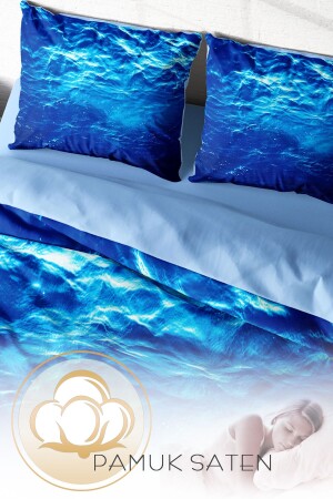 Doppelbett-Bettbezug-Set, eng gewebter Baumwollsatin, 3D-Spezialdesign, „Mitte im Meer“ (ohne Laken) PERLASERA29494 - 5