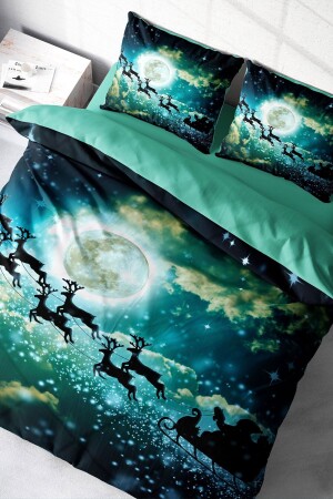 Doppelbett-Bettbezug-Set, eng gewebter Baumwollsatin, 3D-Spezialdesign, Ny Deer (ohne Laken) PERLASERA30698 - 1