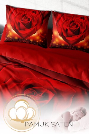 Doppelbett-Bettbezug-Set, eng gewebter Baumwollsatin, 3D-Spezialdesign, Valentinstag VII (ohne Laken) PERLASERA30575 - 4