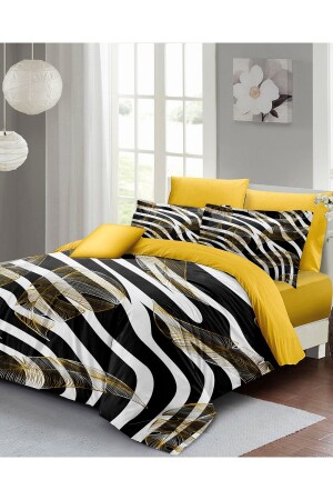 Doppelbett-Bettbezug-Set, eng gewebter Baumwollsatin, 3D-Spezialdesign, Zebrafeder, MONOHOME33279 - 1