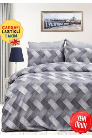 Doppelbett-Bettbezug-Set in Grau, Zigzag, Yenidesen02102714534529 CA25482023 - 2