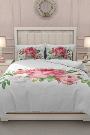 Doppelbettbezug-Set aus 100 % Baumwollsatin mit Spannbettlaken, New Floral MONOHOME32647 - 2