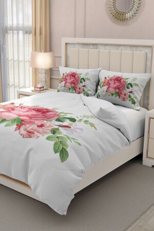 Doppelbettbezug-Set aus 100 % Baumwollsatin mit Spannbettlaken, New Floral MONOHOME32647 - 3